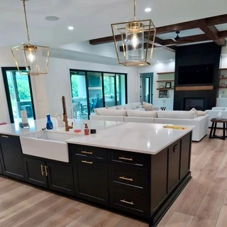 Kitchen island and cabinets professionally cleaned